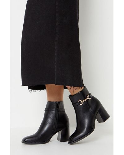 Wallis Alenni Snaffle Detail High Stacked Block Heeled Ankle Boots - Black