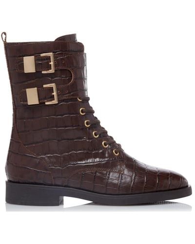Dune 'pictor' Leather Biker Boots - Brown