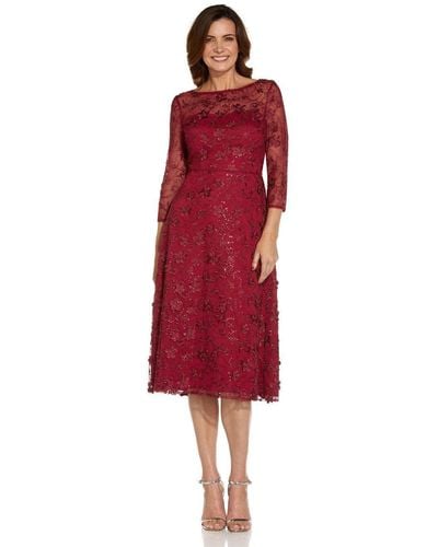 Adrianna Papell Sequin Embroidery Flared Midi