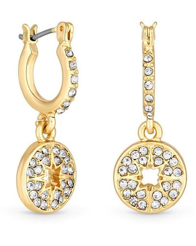 Mood Gold Crystal Pave Mini Celestial Drop Earrings - Metallic