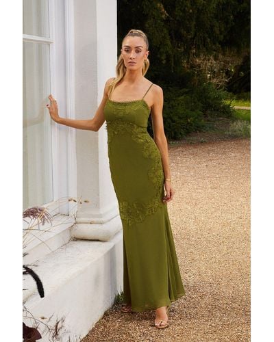 Coast Sophie Habboo Lace Trim Cami Maxi Dress - Green