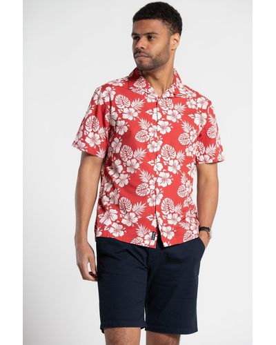 Tokyo Laundry Printed Cotton Short-sleeve Shirt - Red