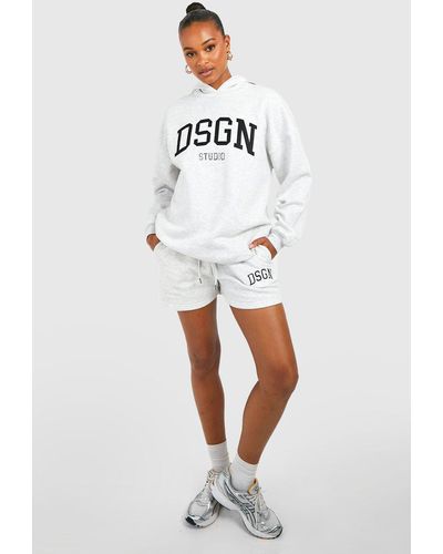 Boohoo Tall Applique Dsgn Embroidered Oversized Hoodie - White