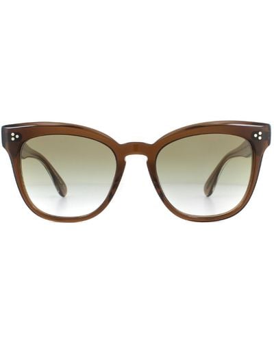 Oliver Peoples Cat Eye Espresso Olive Gradient Sunglasses - Brown