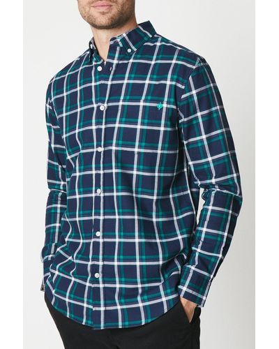 MAINE Navy And Green Check Shirt - Blue
