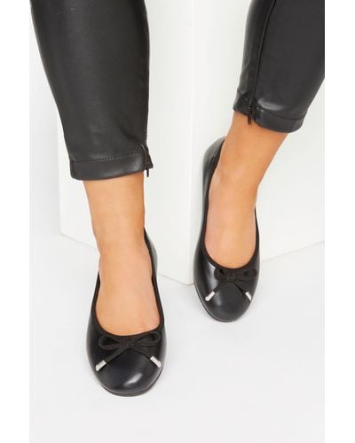 Yours Extra Wide Fit Ballerina Court Shoes With Bow Detail - Black