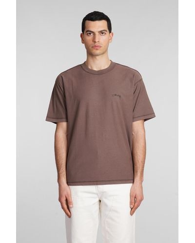 Stussy T-shirt In Black Cotton - Brown