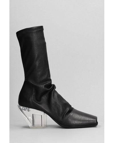 Rick Owens Stretch Sliver High Heels Ankle Boots In Black Leather