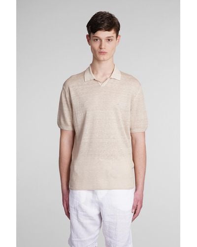 120 Polo In Beige Linen - Natural
