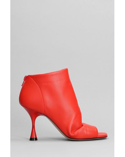 Marc Ellis High Heels Ankle Boots In Red Leather