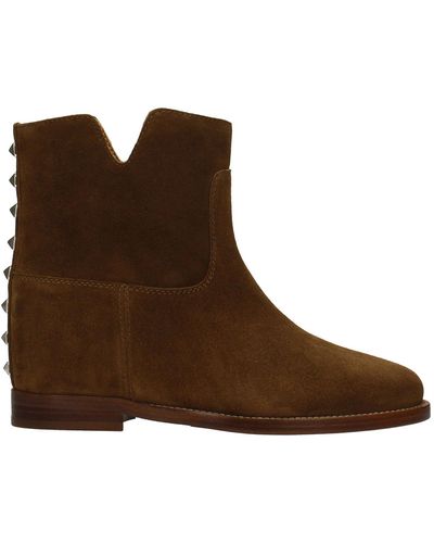Via Roma 15 Ankle Boots Inside Wedge In Beige Suede - Natural