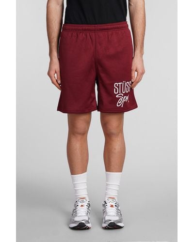 Stussy Shorts In Bordeaux Polyester - Red