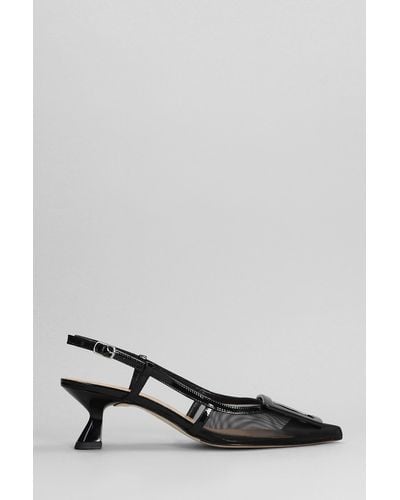 Chantal Pumps In Black Patent Leather - Gray