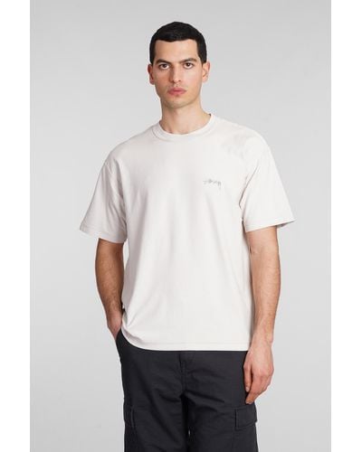 Stussy T-Shirt in Cotone Beige - Bianco