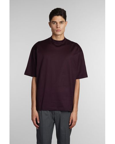 Low Brand T-Shirt in Cotone Bordeaux - Rosso