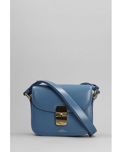 A.P.C. Grace Mini Shoulder Bag In Blue Leather