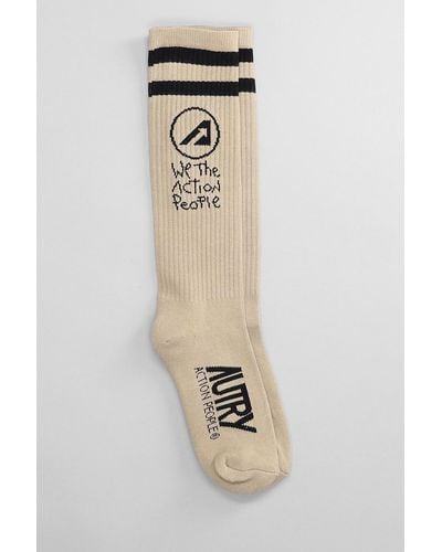 Autry Socks In Beige Cotton - Metallic