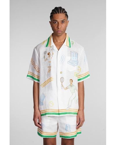 Casablancabrand Shirt In Beige Linen - Natural