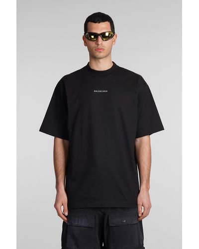 Balenciaga T-shirt in jersey di cotone con logo - Nero