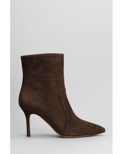 The Seller High Heels Ankle Boots In Dark Brown Suede