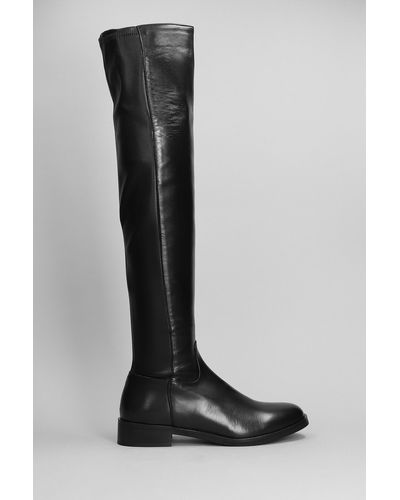 Strategia Low Heels Boots In Black Leather Lyst