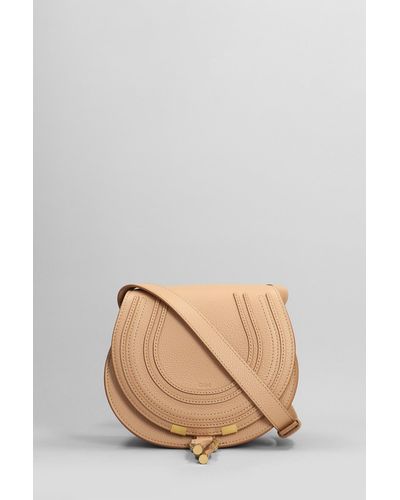 Chloé Mercie Shoulder Bag In Beige Leather - Natural