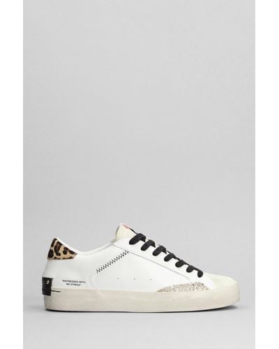 Crime London Sneakers In White Suede And Leather - Multicolor