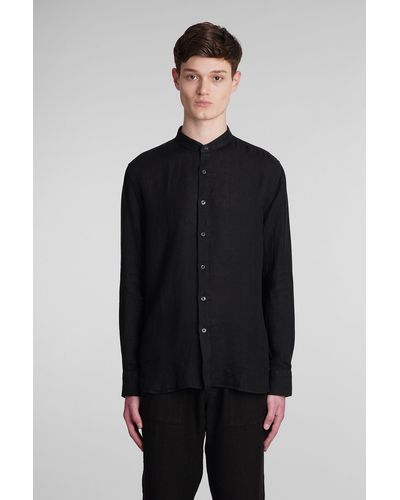 120 Shirt In Black Linen