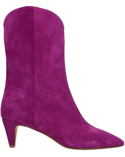 Julie Dee High Heels Ankle Boots In Viola Suede - Purple