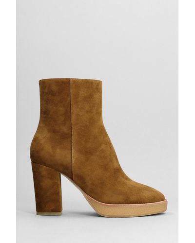 Lola Cruz High Heels Ankle Boots In Leather Color Suede - Brown