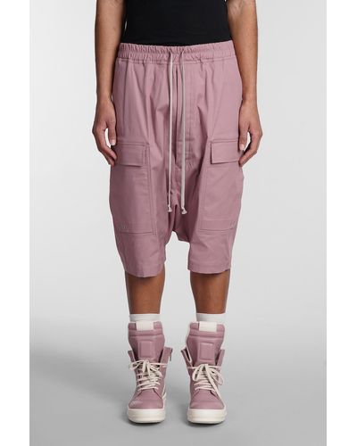 Rick Owens Shorts Cargo pods in Cotone Rosa - Rosso