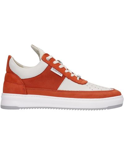 Filling Pieces Low Top Game Sneakers In Orange Suede And Leather - Multicolor
