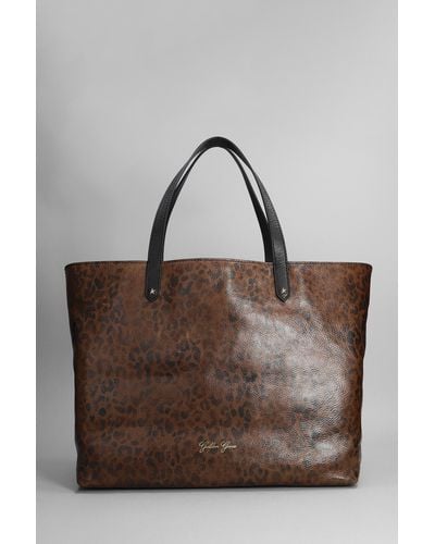 Golden Goose Pasadena Tote In Animalier Leather - Brown
