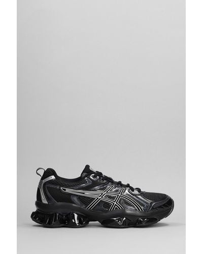 Asics Gel-quantum Kinetic Sneakers In Black Leather And Fabric - Gray
