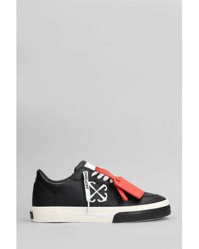 Off-White c/o Virgil Abloh New Low Vulcanized Sneakers In Black Leather - White