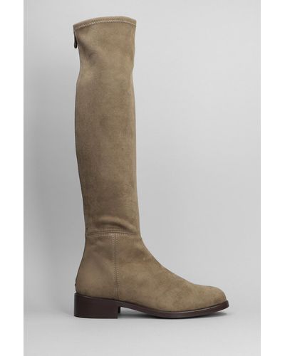 Pedro Miralles Low Heels Boots In Taupe Suede - Brown