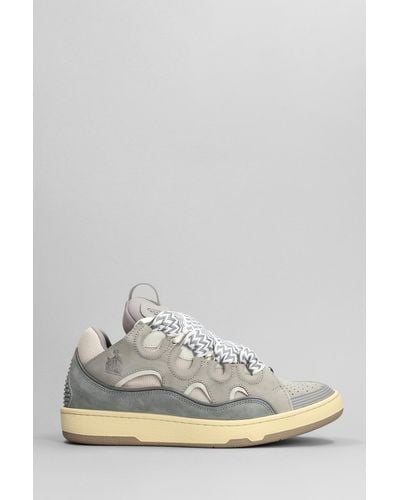 Lanvin Curb Sneakers In Gray Leather - Multicolor