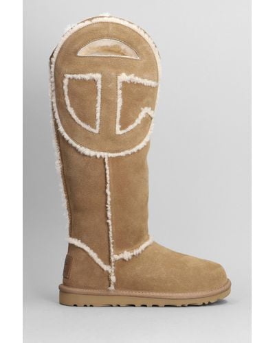 UGG X TELFAR Logo Tall Boot Low Heels Boots In Leather Color Suede - Multicolor