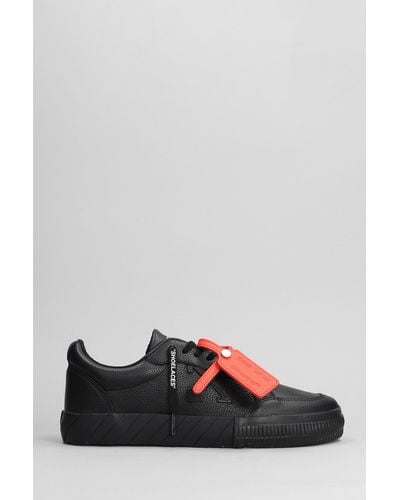 Off-White c/o Virgil Abloh Low Vulcanized Sneakers In Black Leather - Gray