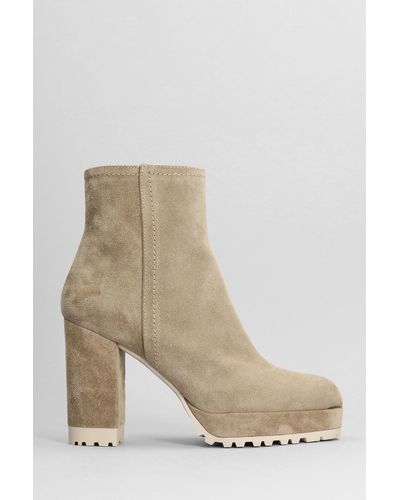Roberto Festa Alla High Heels Ankle Boots In Gray Suede - Natural