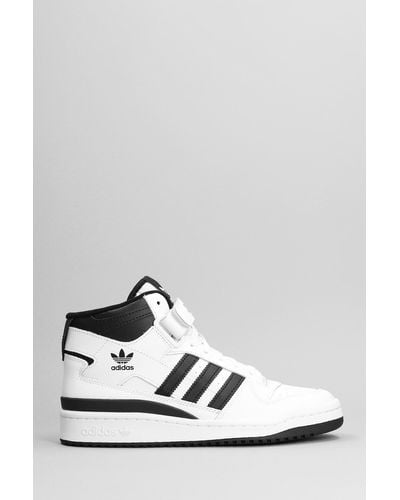 adidas Forum Mid Sneakers In Black Leather - White