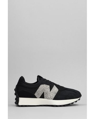 New Balance 327 Sneakers In Black Suede And Fabric - Gray