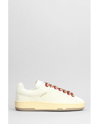Lanvin Lite Curb Sneakers In Gray Leather - Natural
