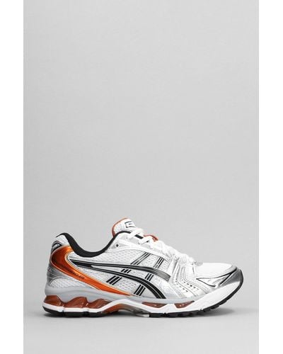 Asics Gel-kayano 14 Sneakers In Silver Leather And Fabric - White