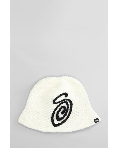Stussy Hats In Beige Acrylic - White
