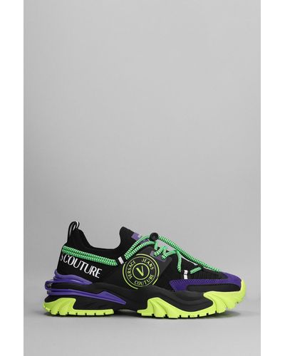 Versace Sneakers In Black Multicolor Synthetic Fibers - Green