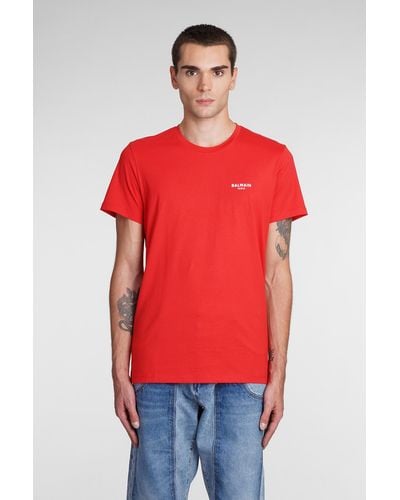 Balmain T-Shirt in Cotone Rosso