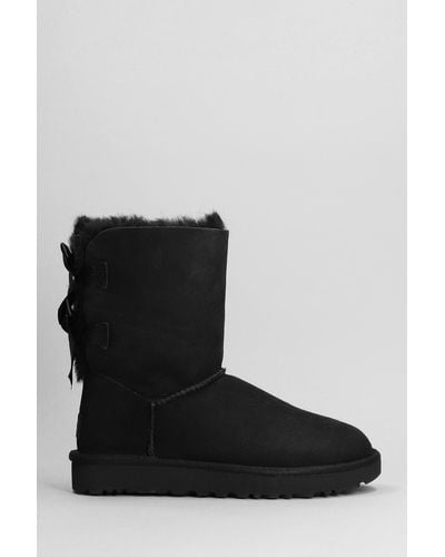 UGG Bailey Bow Ii Low Heels Ankle Boots In Black Suede