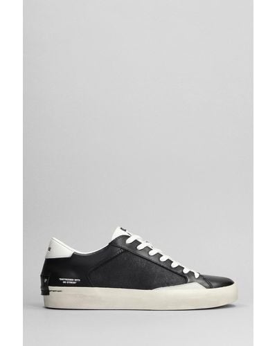 Crime London Sneakers In Black Leather - Gray