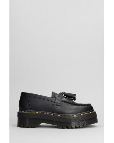 Dr. Martens Adrian Quad Loafers In Black Leather - Gray